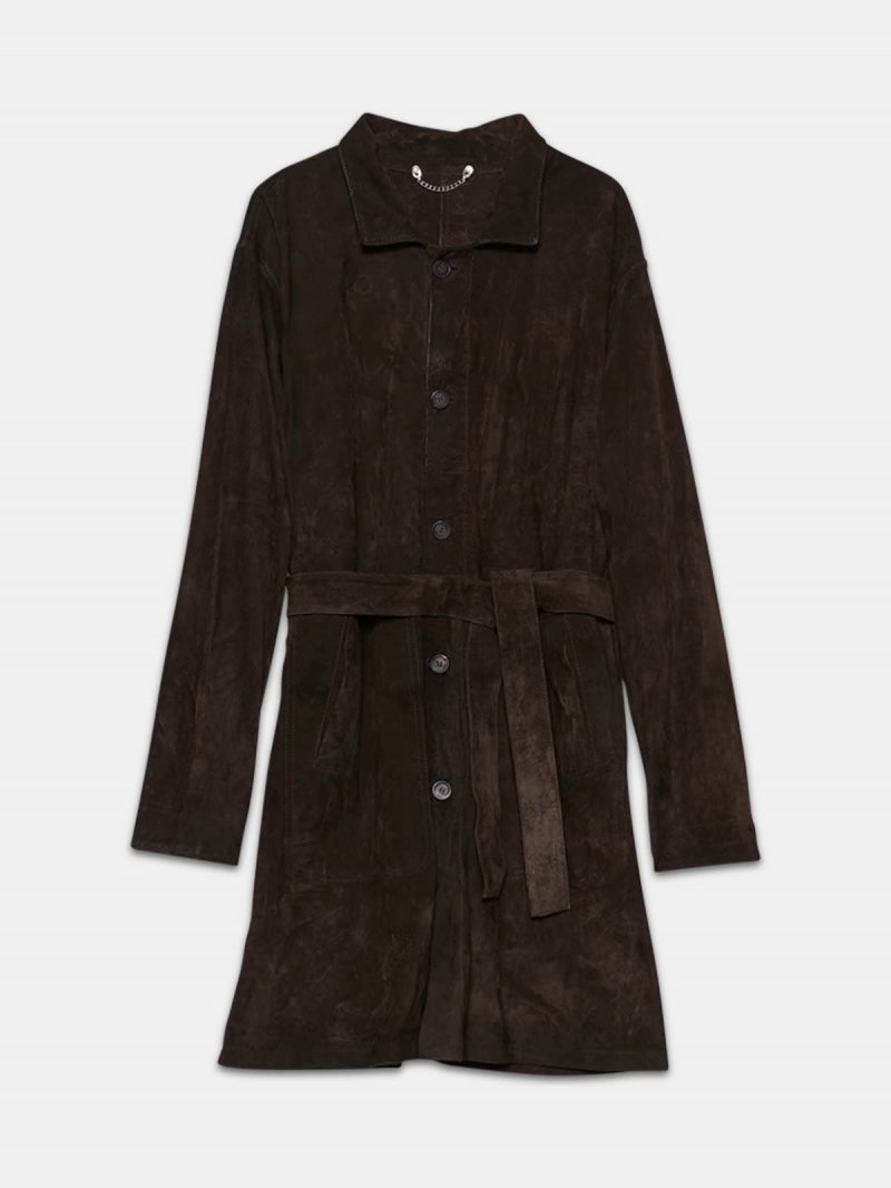 Tadashi coat in brushed suede leather