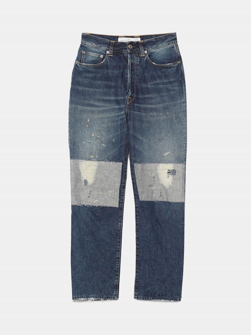 Judy jeans in cotton denim with vintage look patches