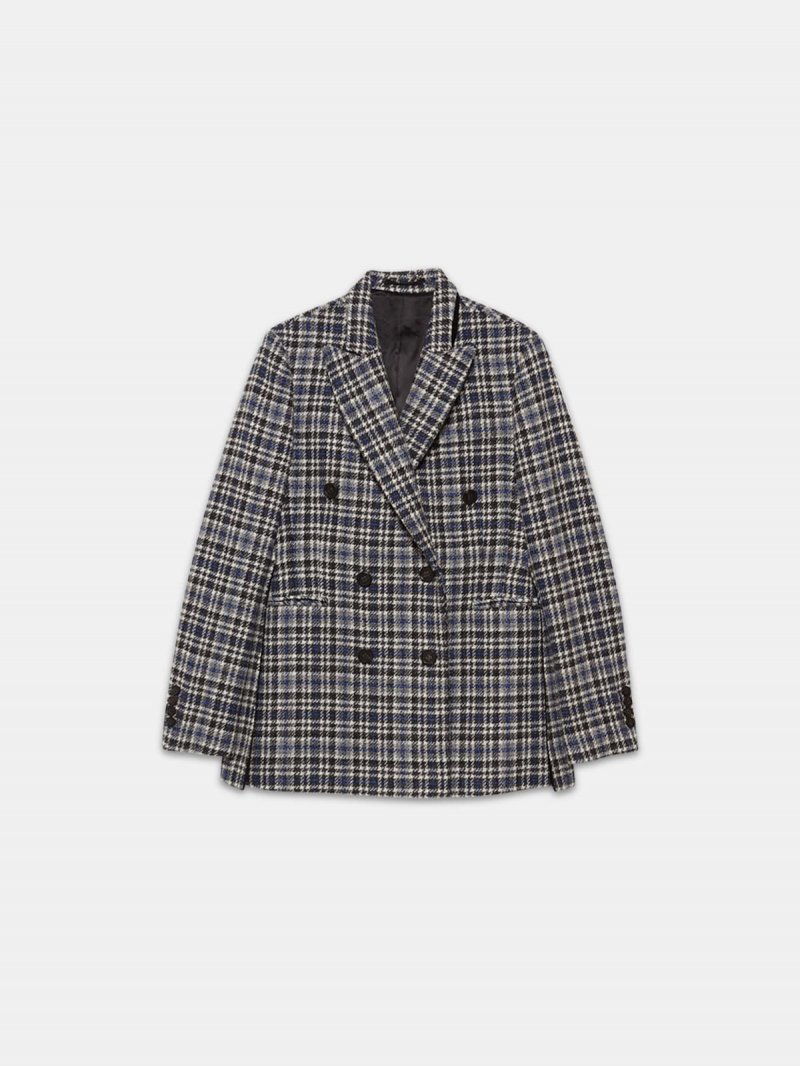 Himawari jacket in virgin wool with checked pattern