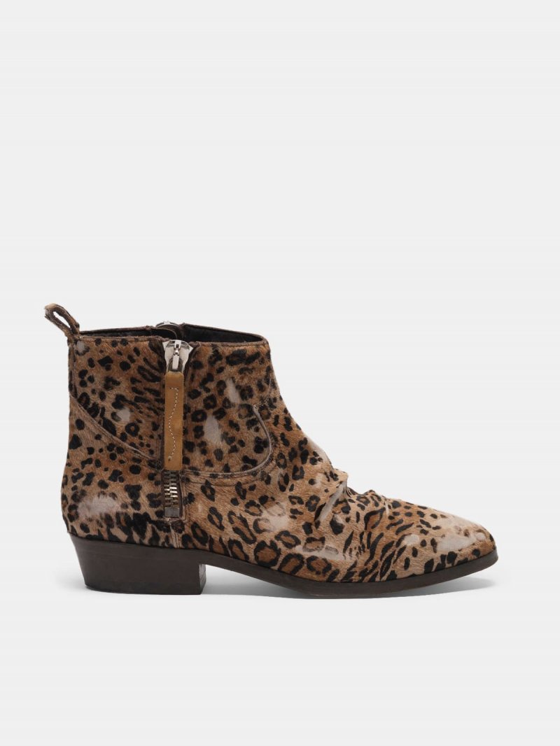 Viand ankle boots in leopard-print pony skin
