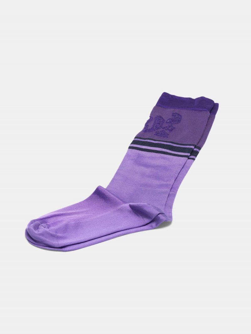 Purple Addison socks with jacquard pattern