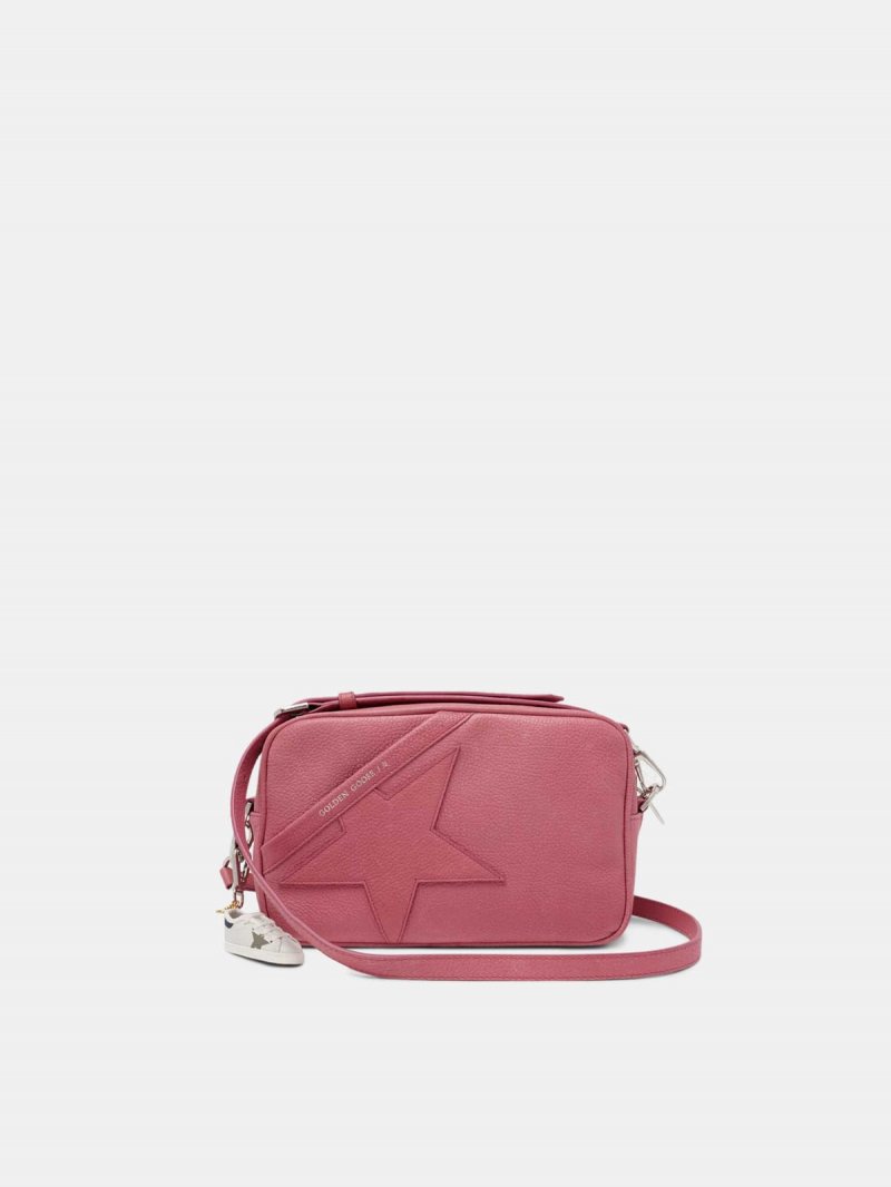 Pink Star Bag with shoulder strap made of pebbled leather