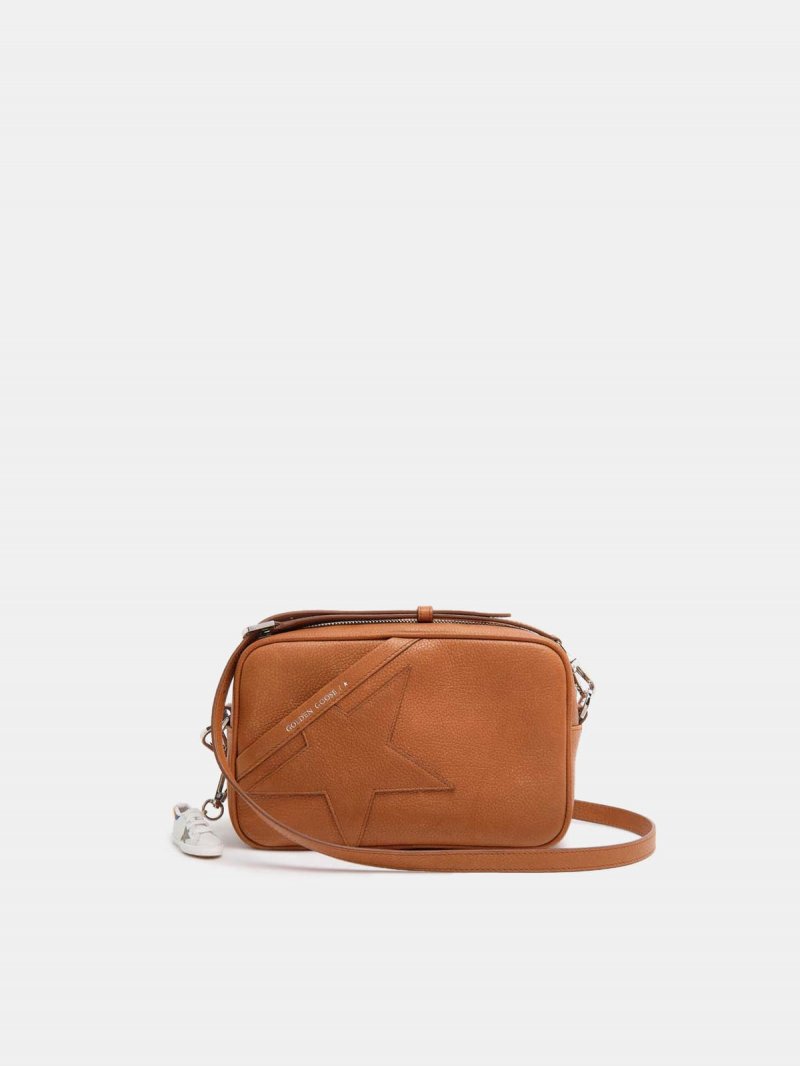 Tan Star Bag made of hammered leather