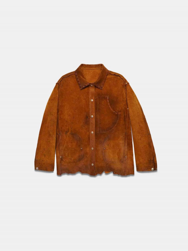 Brown Peregrine jacket in curried crust leather