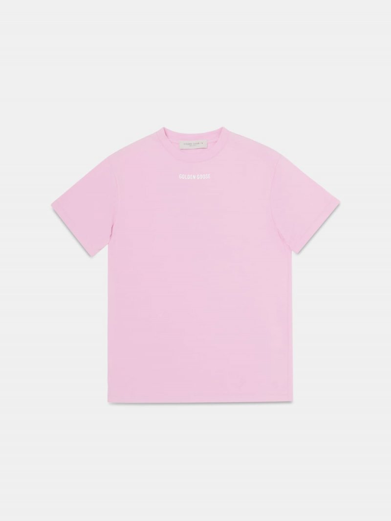 Golden T-shirt in pink with glittery print on the back