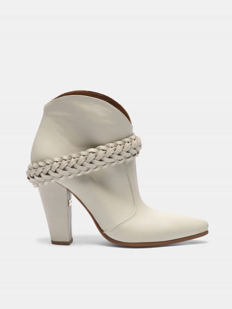 Low white Michelle ankle boots