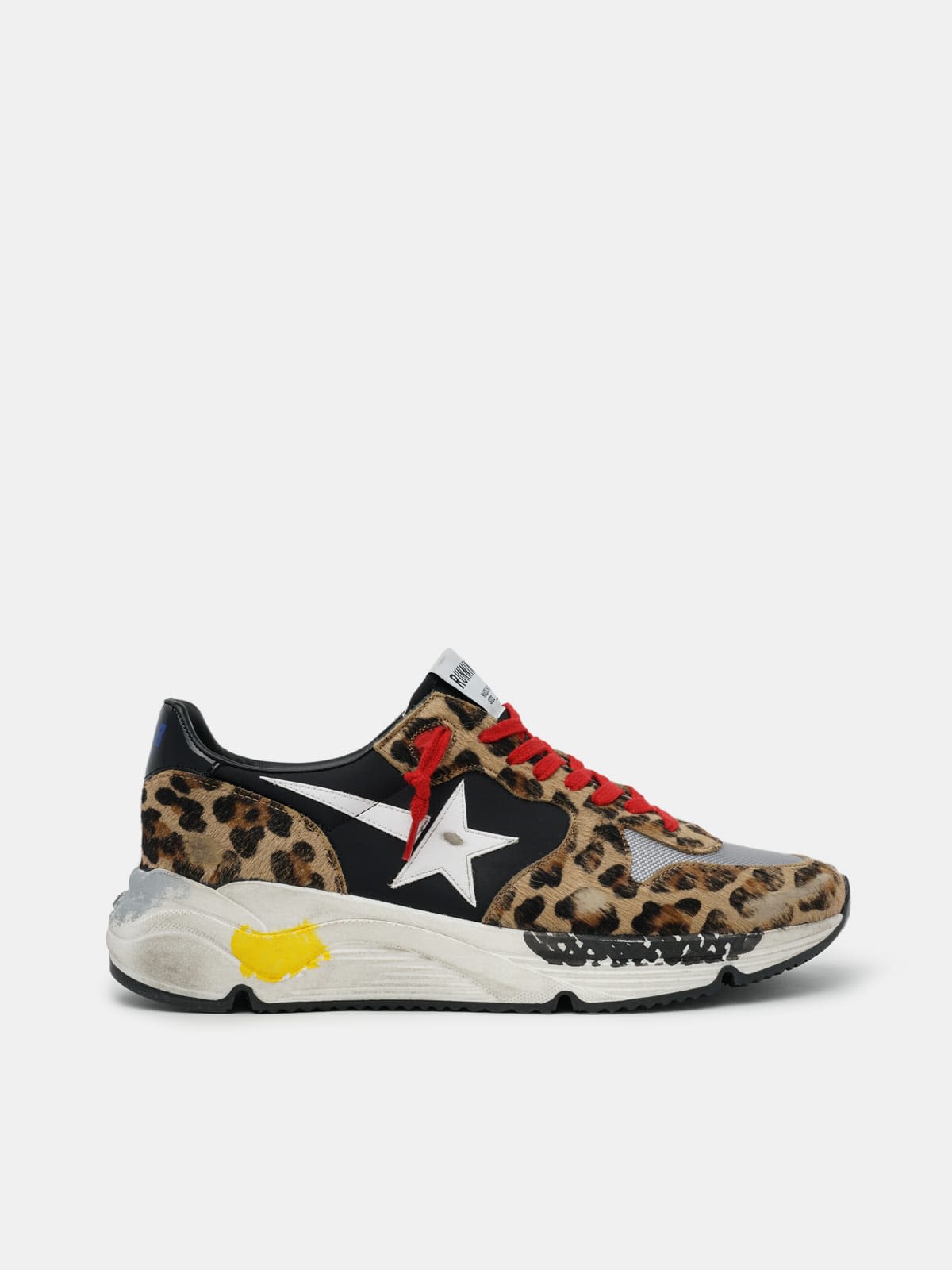 Running Sole sneakers in leopard-print pony skin with red laces