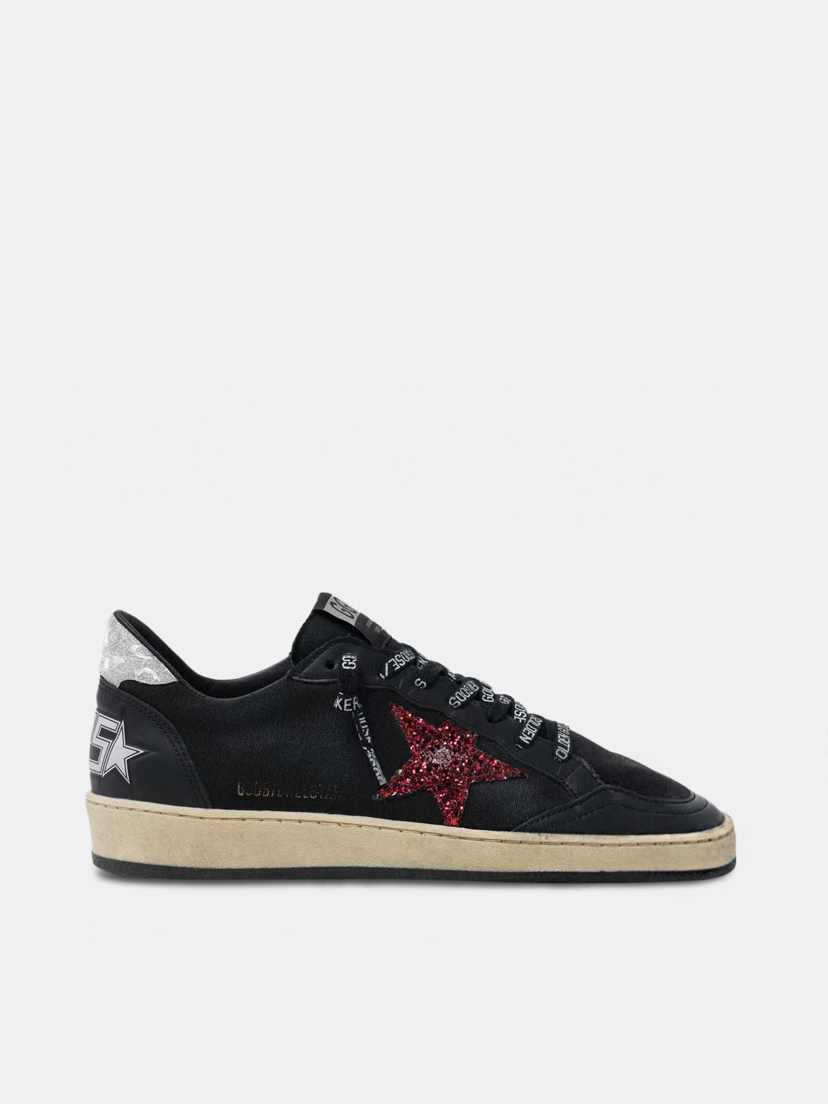 Black Ball Star sneakers with glittery purple star